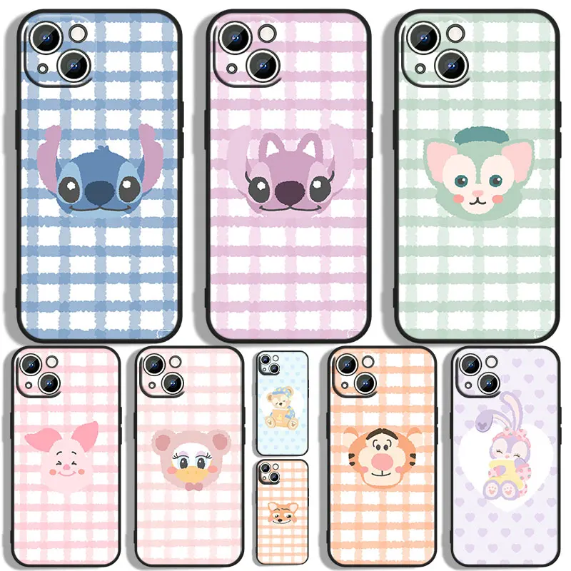 

Disney Stitch Stardel Phone Case For Apple iPhone 11 12 13 14 Max Mini 5 6 7 8 S SE X XR XS Pro Plus Black Funda Cover Soft Back