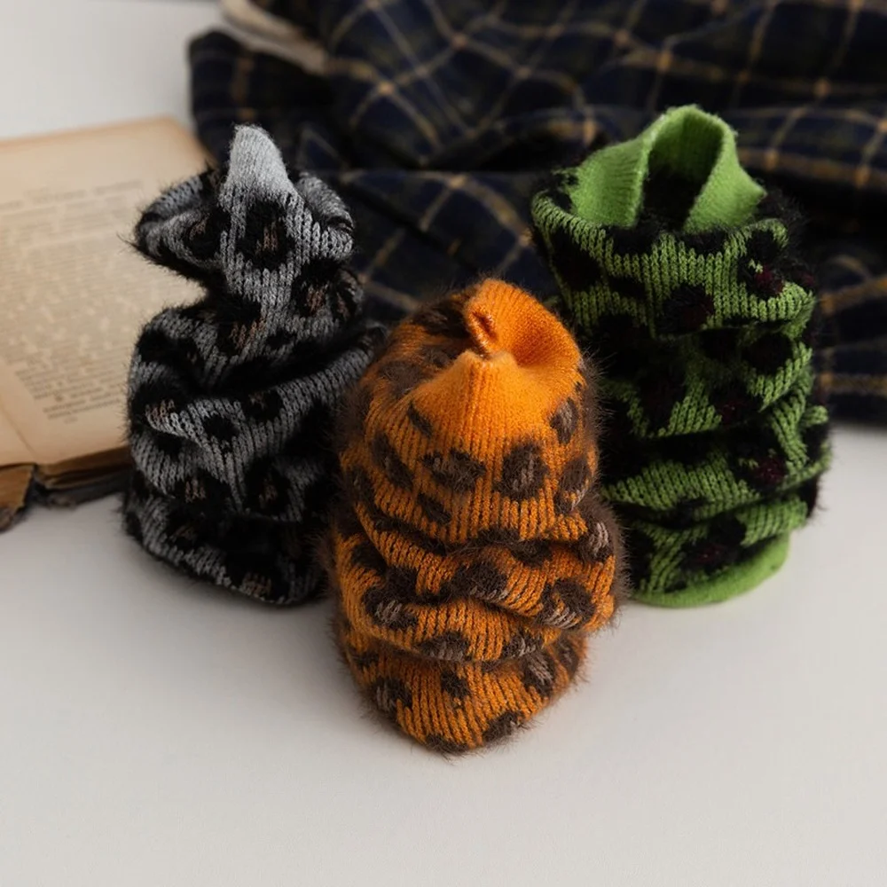 5 Pairs New British Style Leopard Print Imitation Mink Fleece Women Socks Fashion Colorful Warm Hairy Rabbit Wool Socks