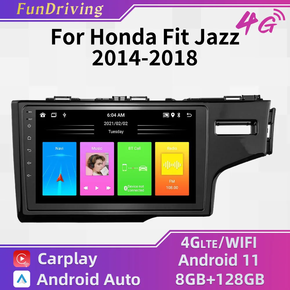 2 Din Android Car Radio For Honda Fit Jazz 2014-2018 Car Stereo Multimedia Player GPS WIFI BT FM Navigation Autoradio Head Unit