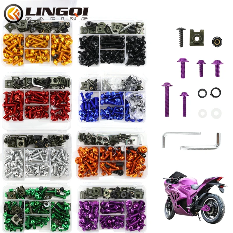 Фото LINGQI RACING мотоцикл M5 M6 комплект болтов для обтекателя кузовные винты гайка универсальная для внедорожного кафе Racer грязевой пит-байк скутер №1
