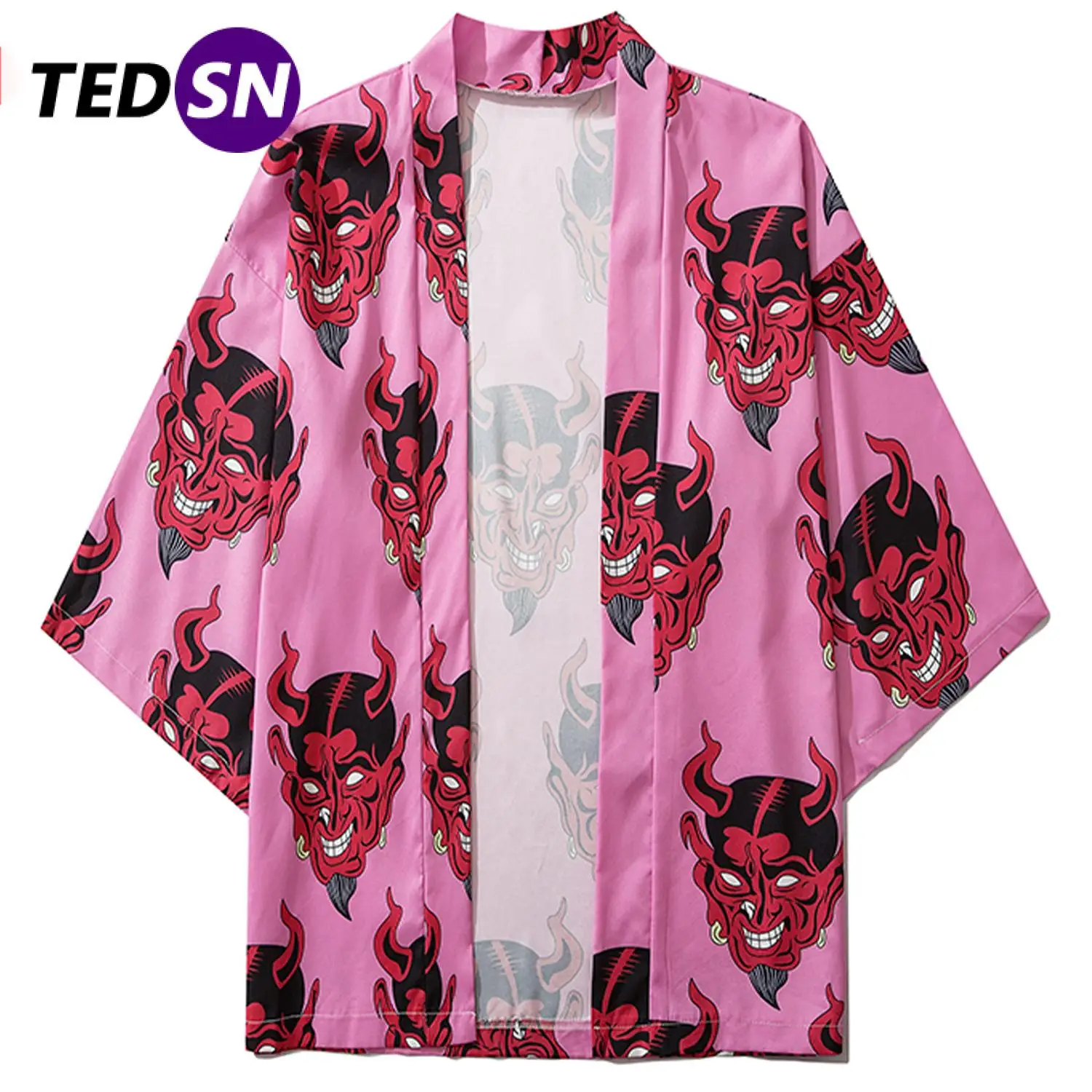 Рубашка 2021SS мужская с принтом дьявола в стиле хип-хоп уличная одежда японском