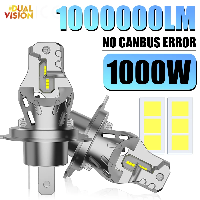 2x H4 Светодиодная лампочка 1: 1 Мини - размер Canbus Автомобильная фаровая 1000W 100000LM 8035 CSP