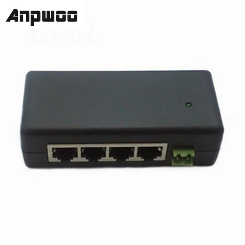 ANPWOO 4 LAN Ports Passive Power Over Ethernet Module Injector DC 9-48V IP Camera Power supply PoE switch adapter PoE box