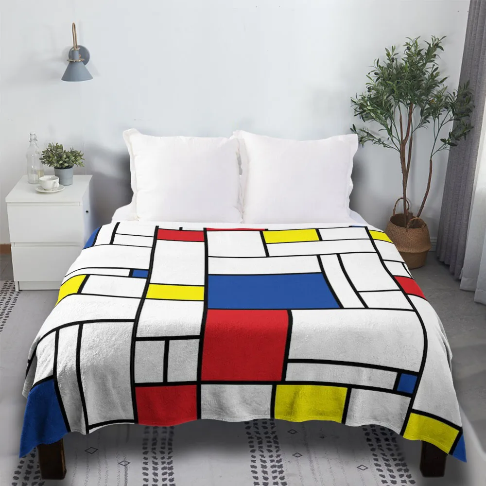 

Mondrian Minimalist De Stijl Modern Art Ii  Fatfatin Softest Plaid With Tassels Wednesday Custom Bedding Set Throw Blanket