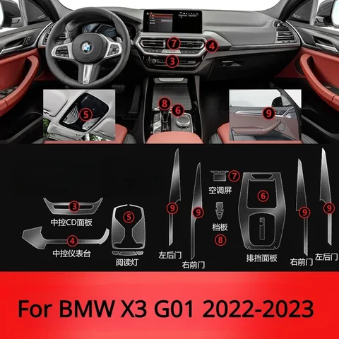 Для BMW X3 G01 2023 2022 2021 2020 аксессуары внутренняя пленка прозрачная ТПУ PPF панель переключения центральная консоль наклейка против царапин