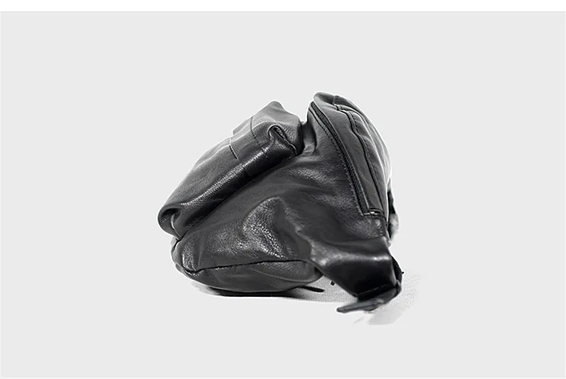 High-quality genuine leather men's multifunctional chest bag outdoor casual luxury natural first layer cowhide black waist bag