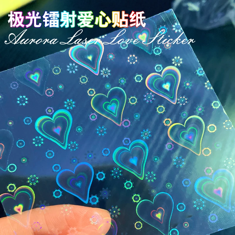 

1PC Holographic Heart Nail Sticker Decals Self Adhesive Korean Trendy Stick Nails Design Manicure Decoration Sliders,Y6561