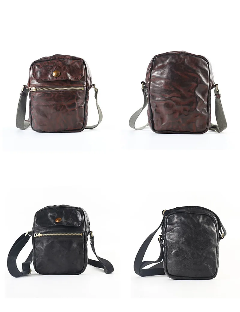 Outdoor daily light genuine leather men mini shoulder bag trendy handmade luxury high quality cowhide small phone crossbody bag