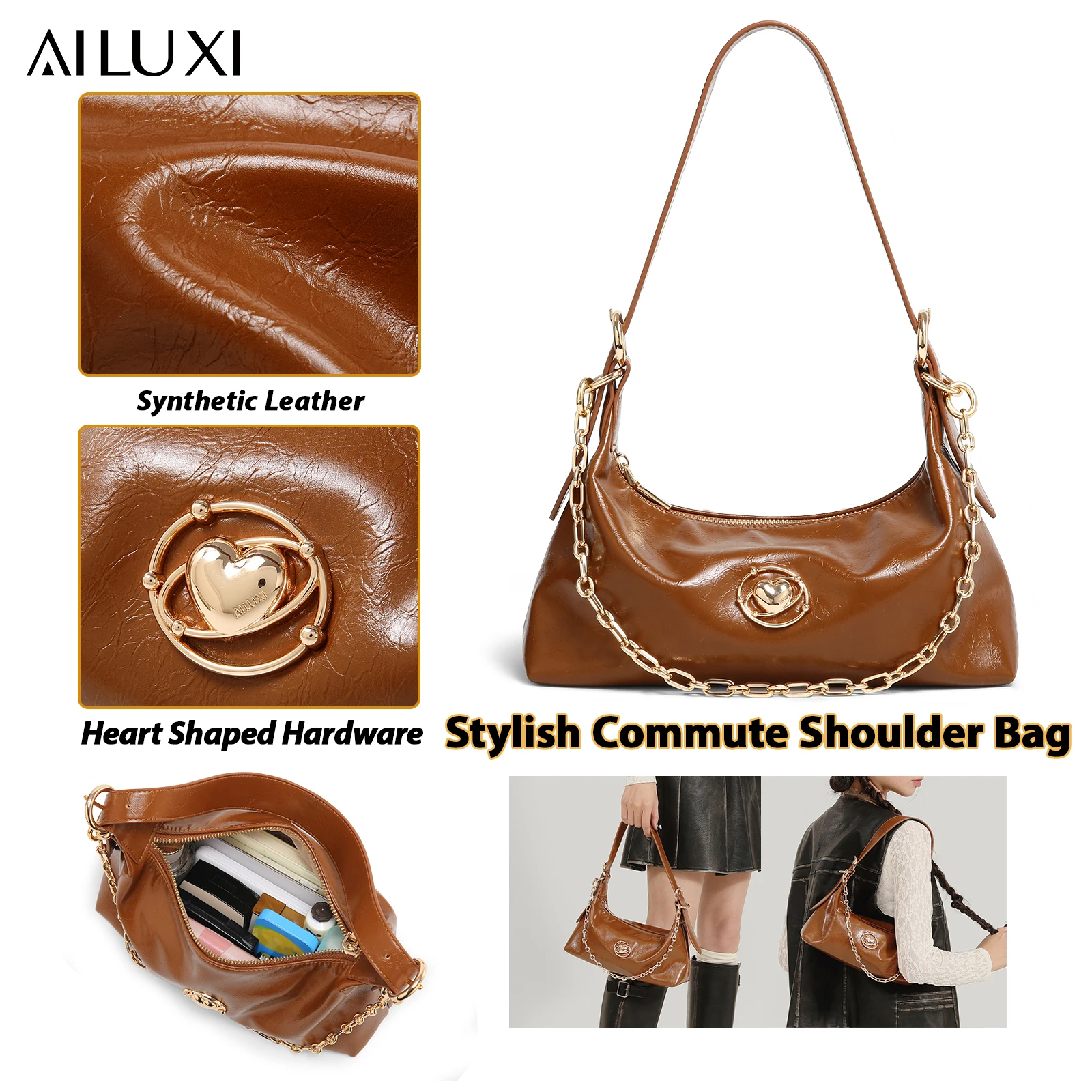 elska torba na ramię dla kobiet damska niszowa oryginalna konstrukcja srebrna kula w kształcie serca pod pachami poduszkę pojedyncza typu