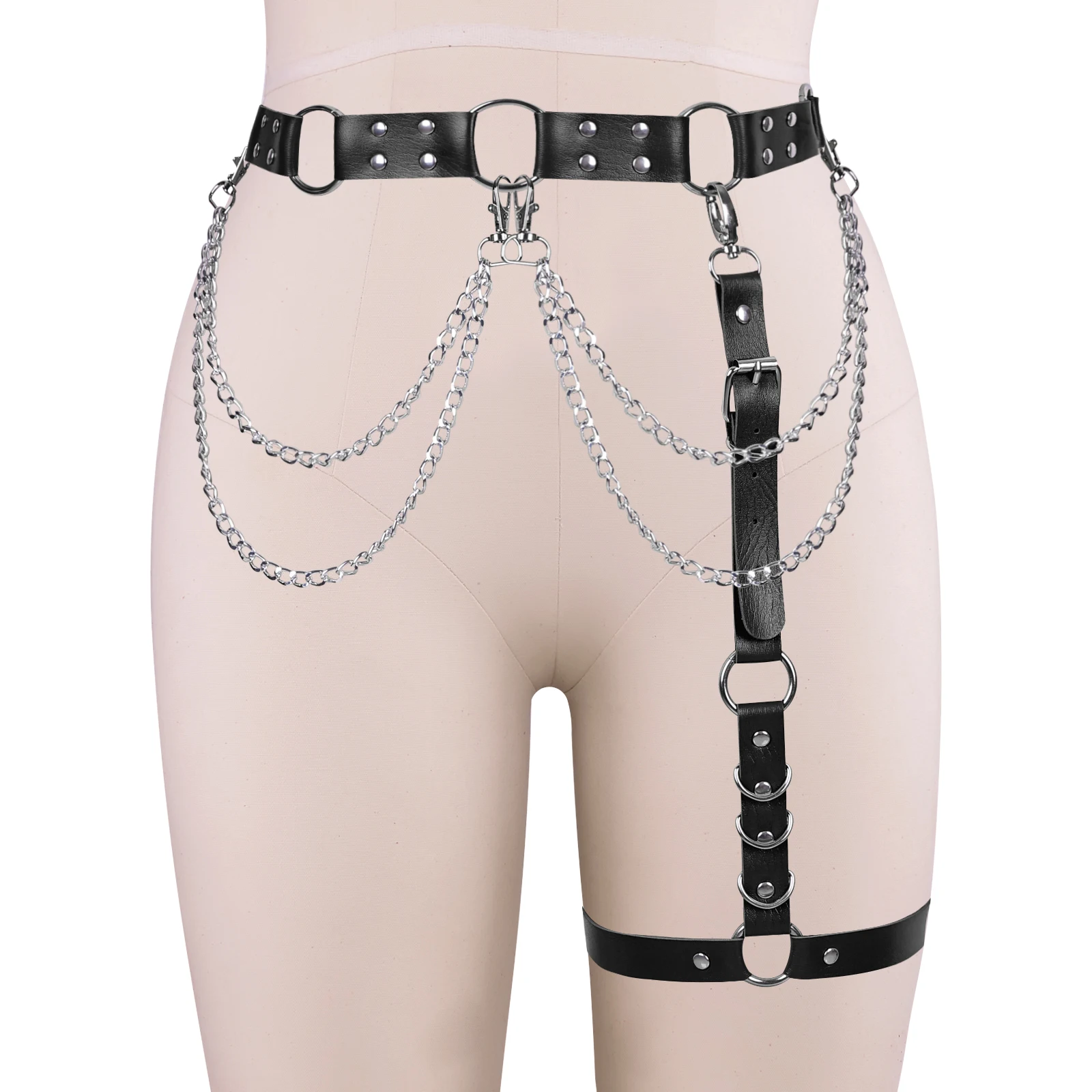 Sword Belt Harness for Women Sexy Punk Leather Harness Garter Belt Gothic Buttocks Bondage Erotic Lingerie Stockings Belt BDSM