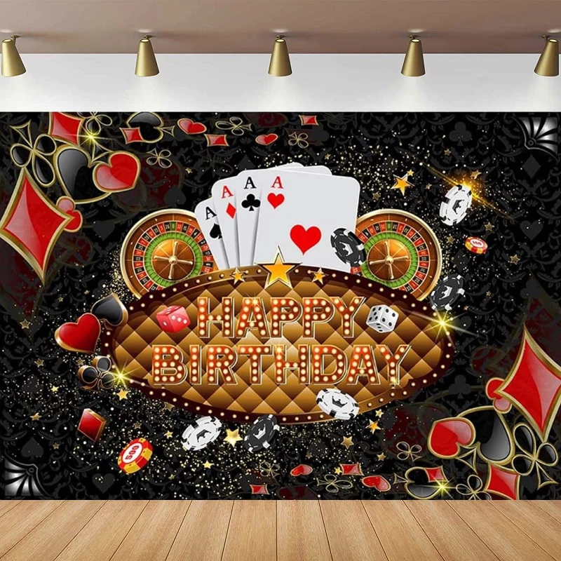 

Photography Backdrop Casino Happy Birthday Party Decorations Las Vegas Dice Background Banner Photo Studio Props Poster