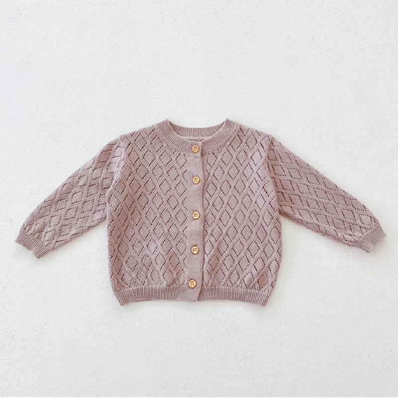 

Детский трикотажный кардиган с ромбовидным узором, весна-лето