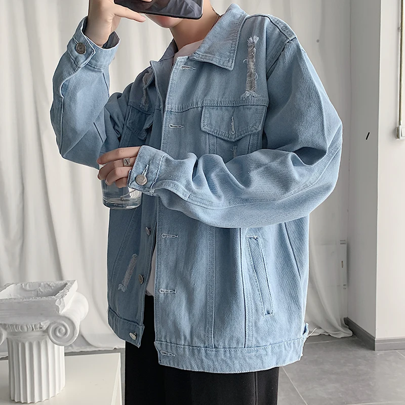 

2023 Men's Denim Jackets Oversized Spring and Summer Plus Size Husband Streetwear Style Guinness Jeans Male Clothes A108