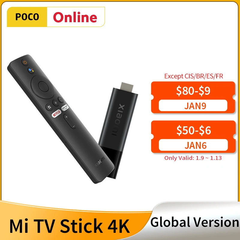  Xiaomi Mi TV Stick 4K Global Version 2GB RAM 8GB ROM Android TV 11 Quad Core Netflix Wifi Google Assistant Bluetooth 
