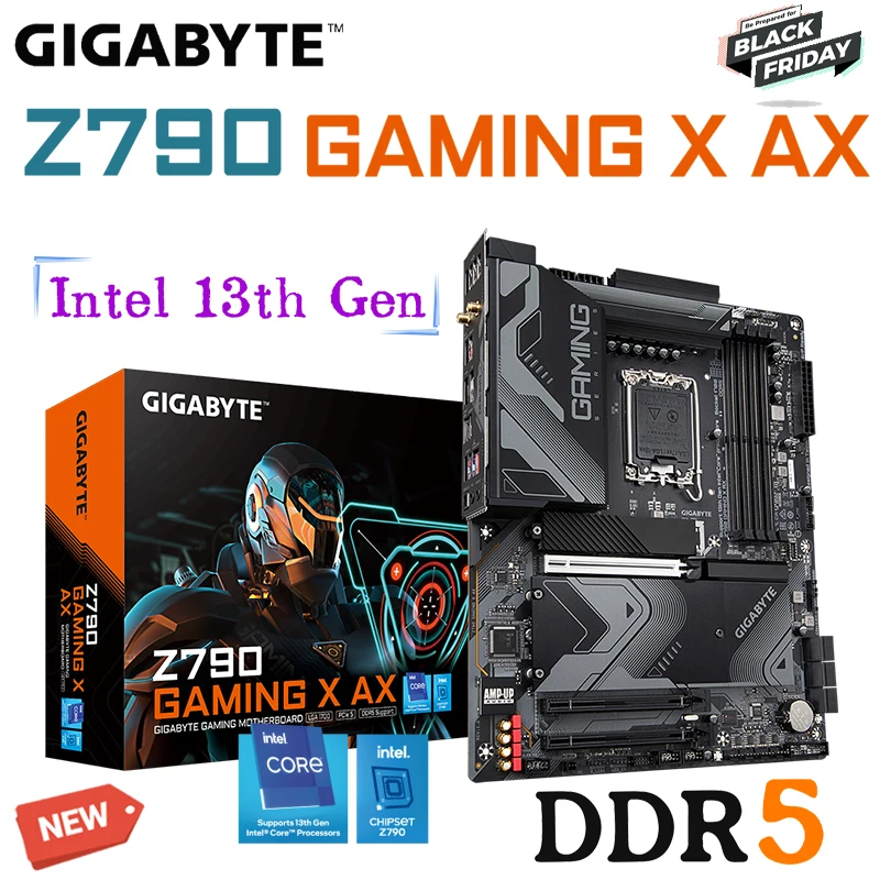 

LGA 1700 Motherboard Gigabyte Z790 GAMING X AX Z790 Mainboard Intel 12th 13th Gen i5 i7 i9 CPU 128GB PCIe 5.0 DDR5 7600MHz ATX