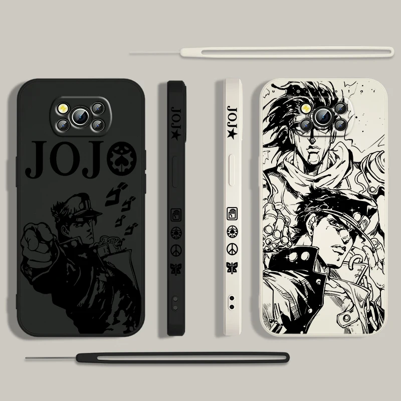 

Anime JoJo's Bizarre Adventure For Xiaomi Poco Phone Case For X4 X3 F4 F3 NFC M5 M4 M3 GT S Pro 4G 5G Liquid Left Rope Cover