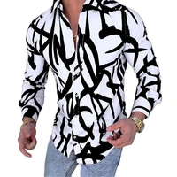 mens shirt abstract style street daily button down classic collar long sleeved shirt fashion leisure single breasted tops