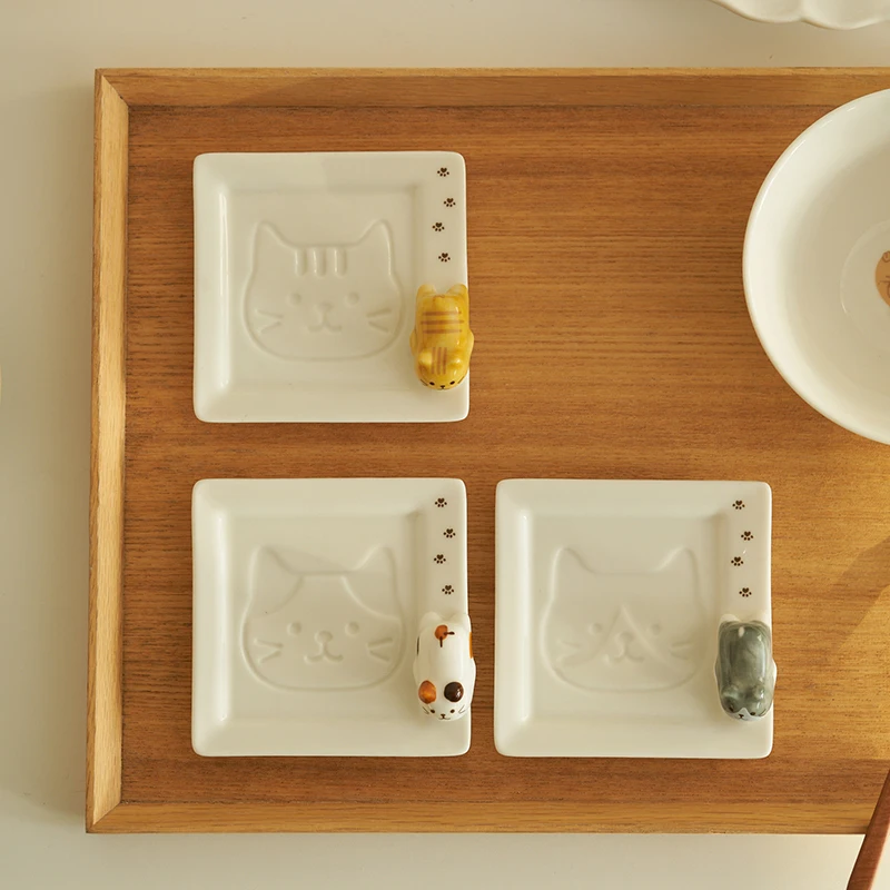 

Квадратное блюдо в виде милой кошки, планшетовое блюдо для суши, блюдо из японских ингредиентов, креативная Бытовая тарелка для приправ, блюдо для уксуса
