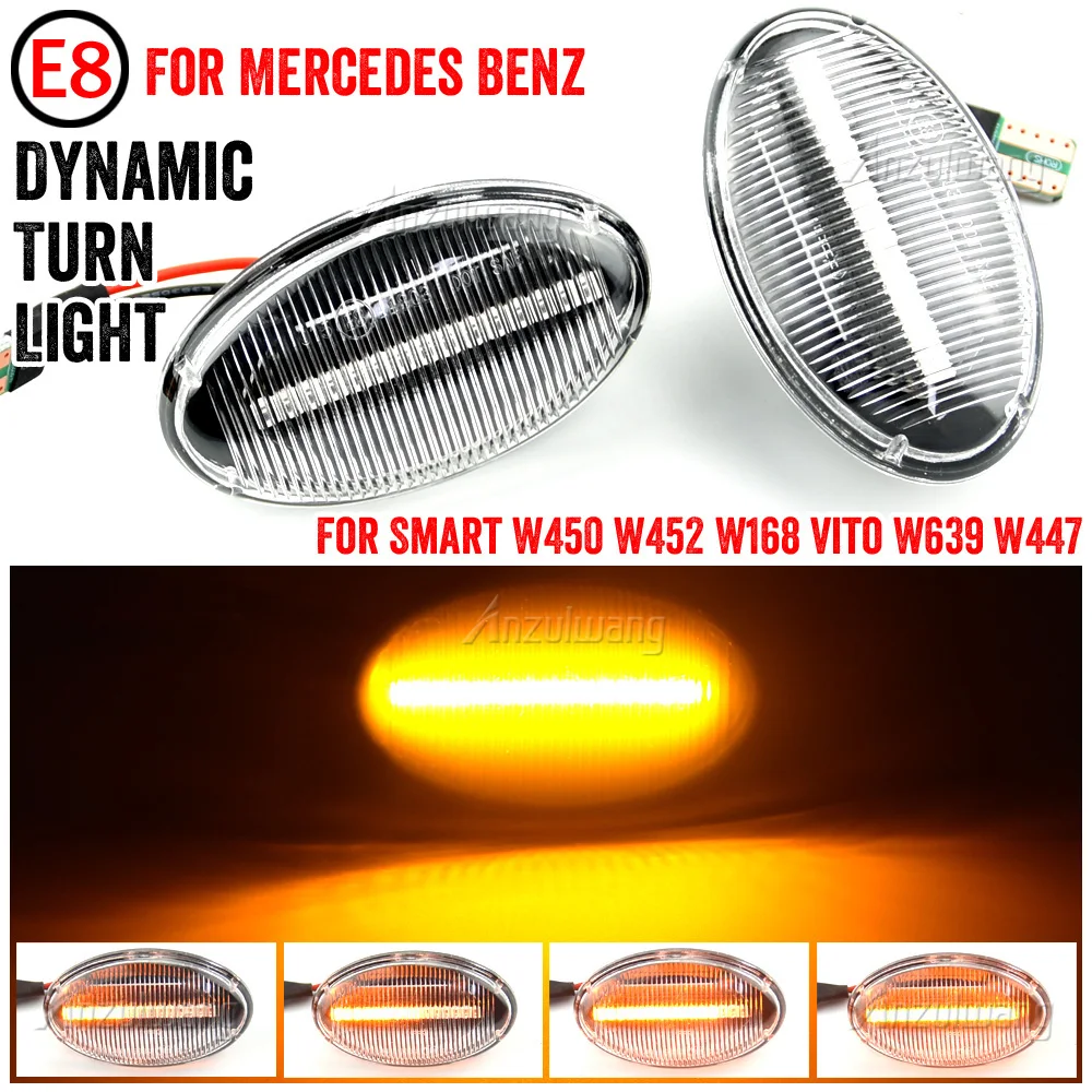 

2pcs For Benz Smart W450 W452 A-Class W168 Vito W639 W447 Citan W415 LED Dynamic Side Marker Light Repeater Indicator Light