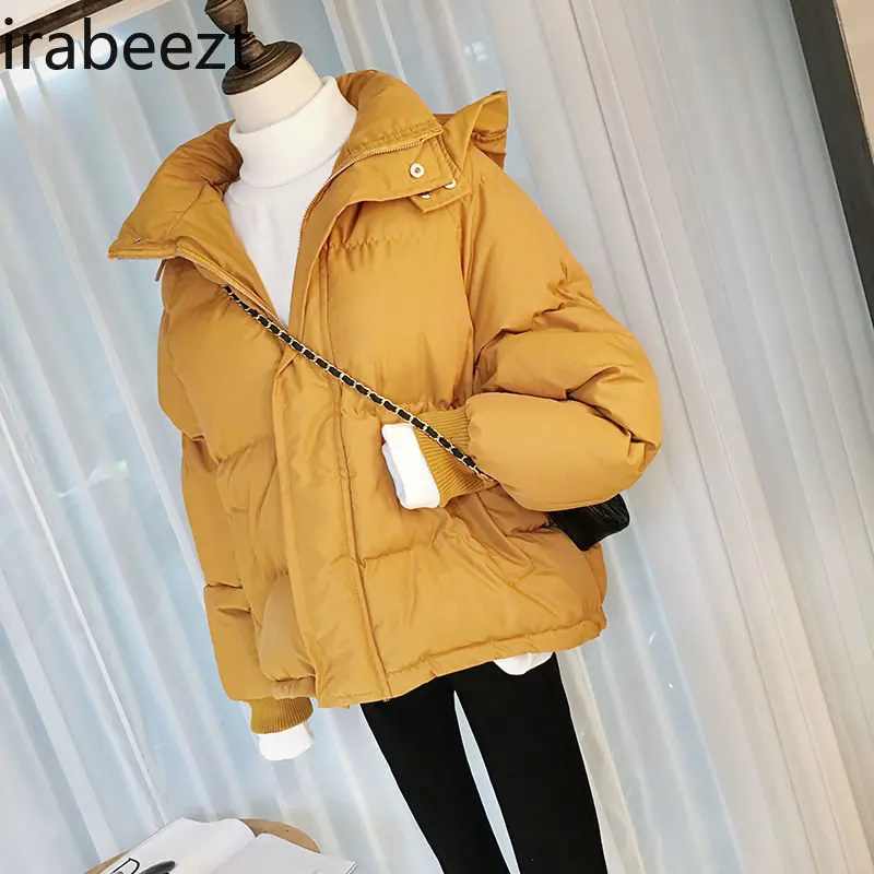 

Парка Irabeezt, однотонная зимняя одежда, женские куртки с капюшоном, короткая парка с длинным рукавом, одежда для пары, Женская куртка с хлопков...