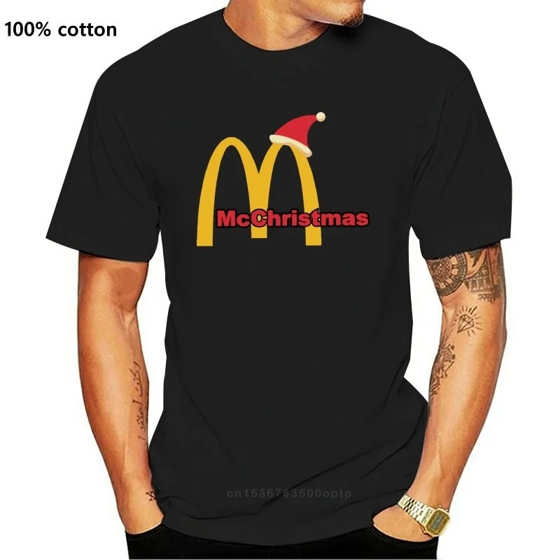 

Новая забавная Мужская Рождественская футболка McChristmas McDonalds с принтом, мужская женская футболка