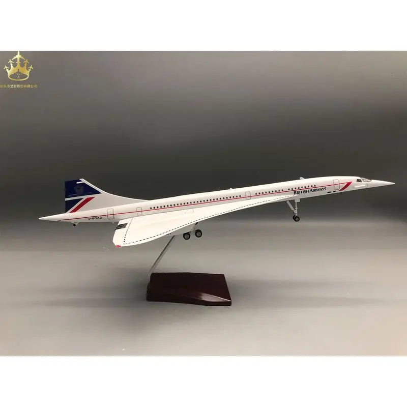 Фото Модель самолета Concorde Singapore Concorde British Airways, двухсторонняя роспись, 50 см, с подсветкой и колесами, статическая имитационная модель №1