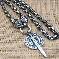 viking wolf head king chain necklace nordic rune sword round shield amulet pendant necklace viking jewelry