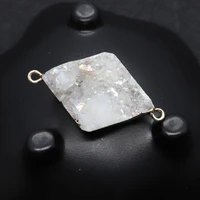 white crystal natural stone double hole pendant shape charm for diy making necklace jewelry rhombus crystal pendant accessories