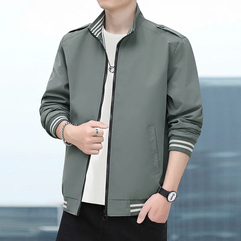 Повседневная весенняя куртка 2024 в винтажном стиле для мужчин с рукавами рубчик