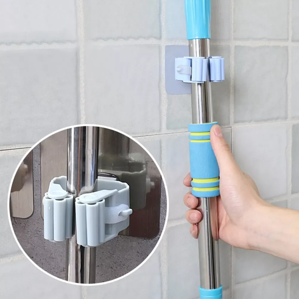 

2023NEW Mounted Hanger Organizer 1Pc Mop Broom Holder No-slip Gripper Self for Hanger Mop Hook Racks Kitchen Bathroom Adhesive