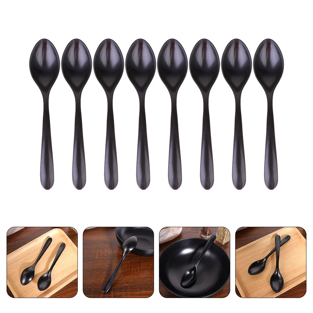 

Spoons Spoon Soup Melamine Black Tableware Imitation Ceramic Ramen Porcelain Eatinghandle Multi Scoopsrestaurant Coffee