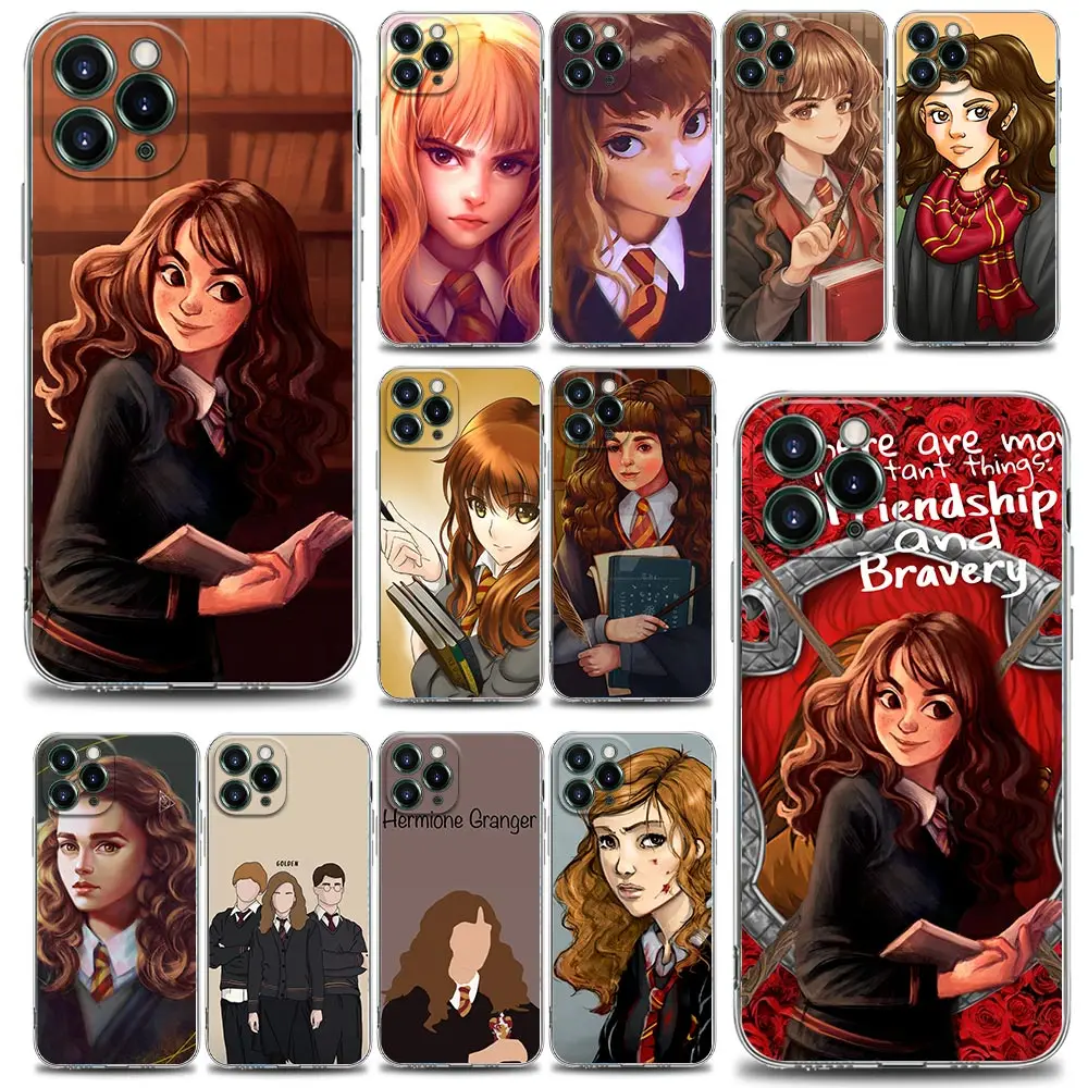 

Funda Coque Clear Phone Case for iPhone Apple 11 12 13 14 Pro 7 8 SE X XR XS Max Mini Plus Case Cover Anime H-Hermione L-Luna