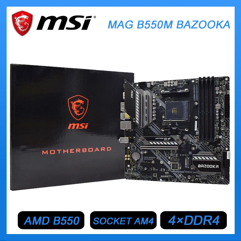 

MSI MAG B550M BAZOOKA Motherboard am4 B550 Motherboard ddr4 128GB AMD B550 PCI-E 4.0 M.2 SATA 3 USB3.2 Micro ATX For RYZEN 3600