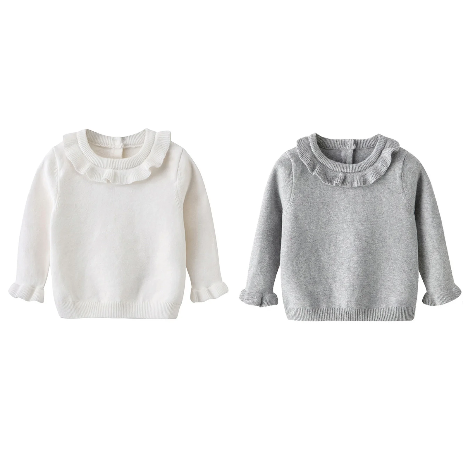

Baby Girls Winter Clothes Knited Tops Shirt Toddler Little Girls Knit Ruffles Sweaters Kids Long Sleeve Doll Collar Casual Shirt
