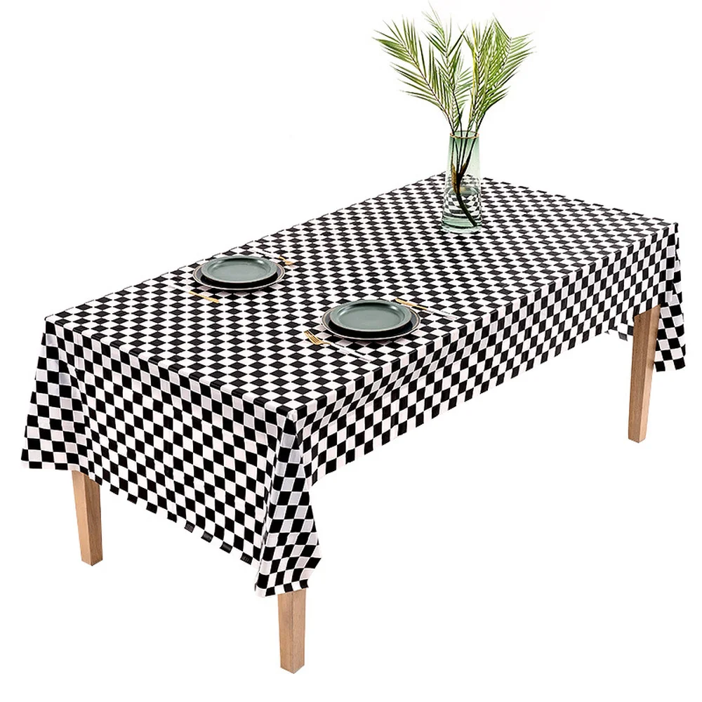 

Ins Style Black and White Plaid Tablecloth Rectangular Outdoor Picnic Cloth Home Birthday Party Oil-proof Tablecloth