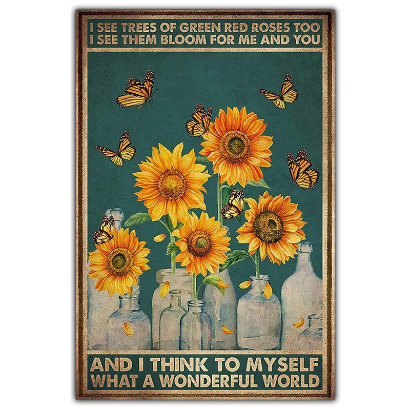 

Metal Tin Sign Retro Art Beautiful Sunflower Plant Canvas Painting Office Wall Art Fashion Slogan Poster Living Room Home