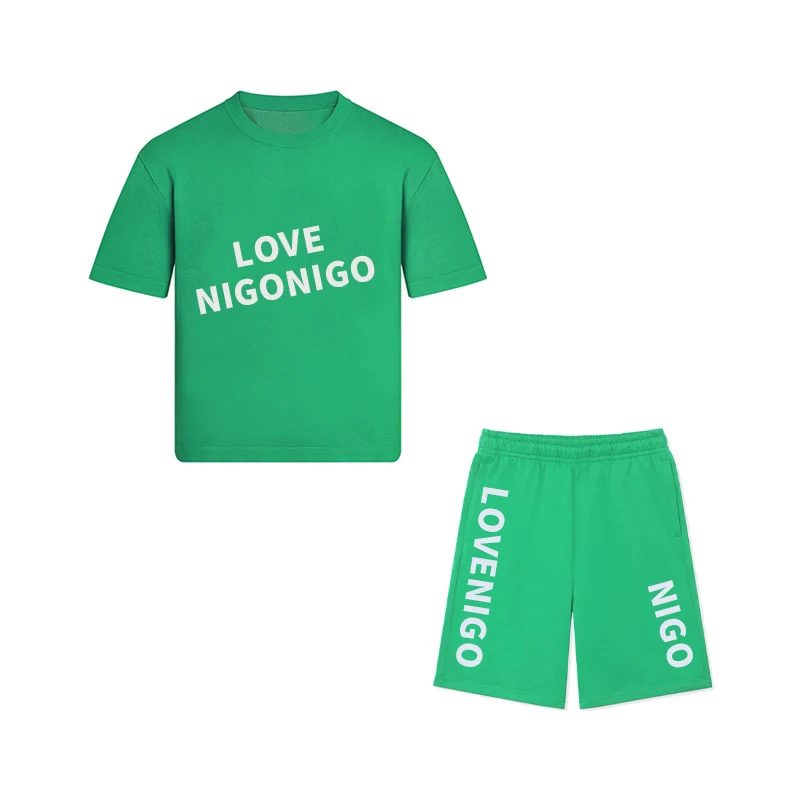 

NIGO Children's Cotton Logo Print T-Shirt Shorts Set Suit #nigo31274