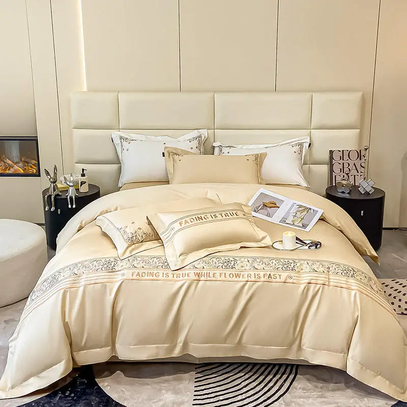 

Роскошный комплект постельного белья из египетского хлопка с цветочной вышивкой пододеяльник мягкий пододеяльник простыня наволочки для двуспальной кровати