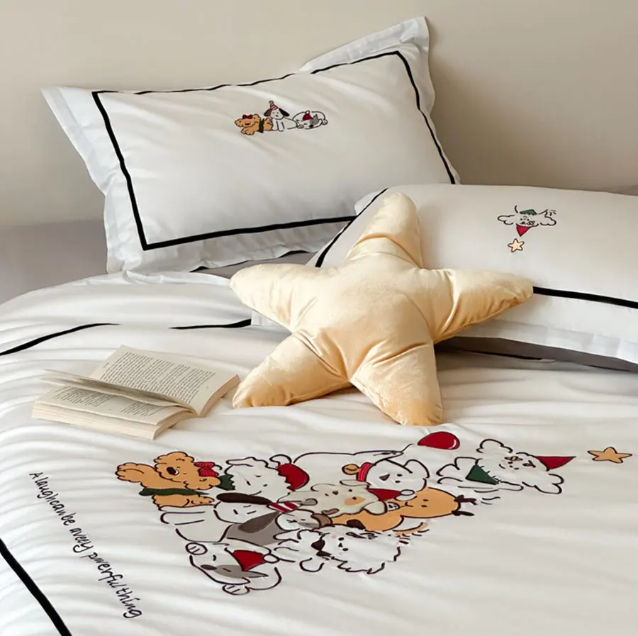 Модный милый комплект постельного белья с вышивкой для собак детский