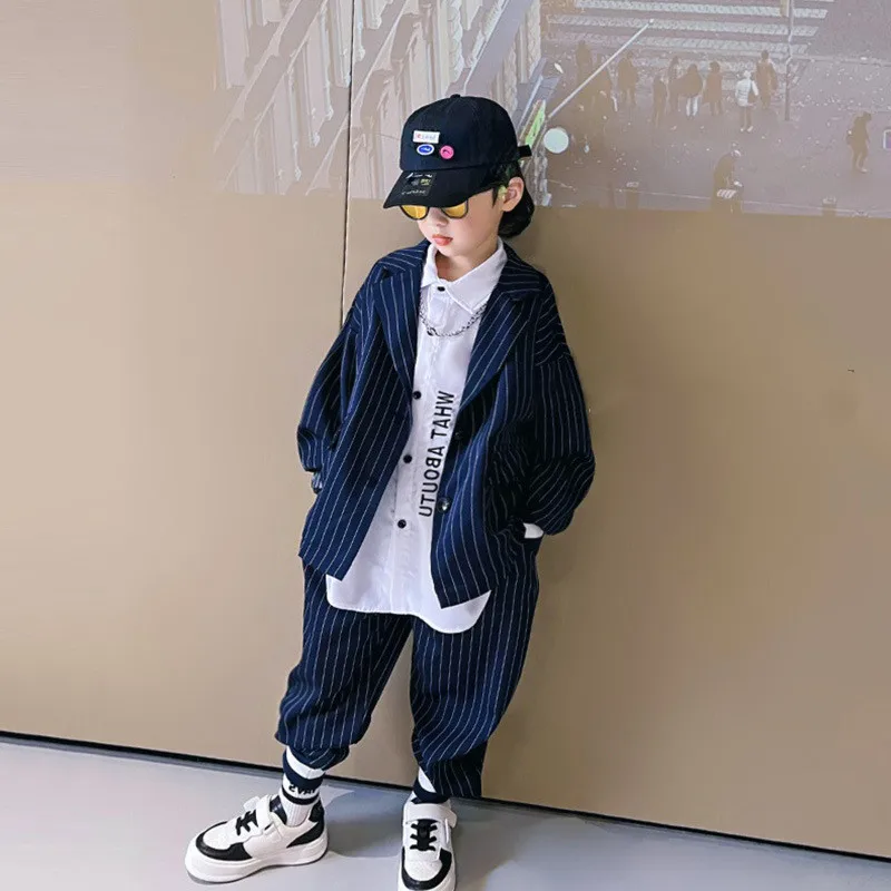 

Boys Suit Coat+Pants Cotton 2Pcs/Sets 2022 Formal Spring Autumn Sports Sets Teenagers Tracksuit Children Clothing Casual Sets