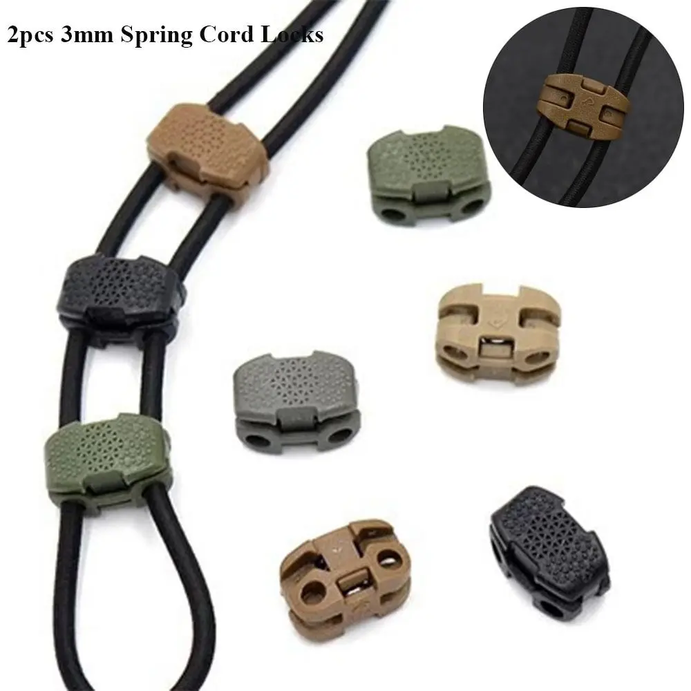 

2pcs 3mm Spring Cord Locks New Plastic Steel 6 Colors Toggle Stopper Fixing Rope Buckle DIY Bungee
