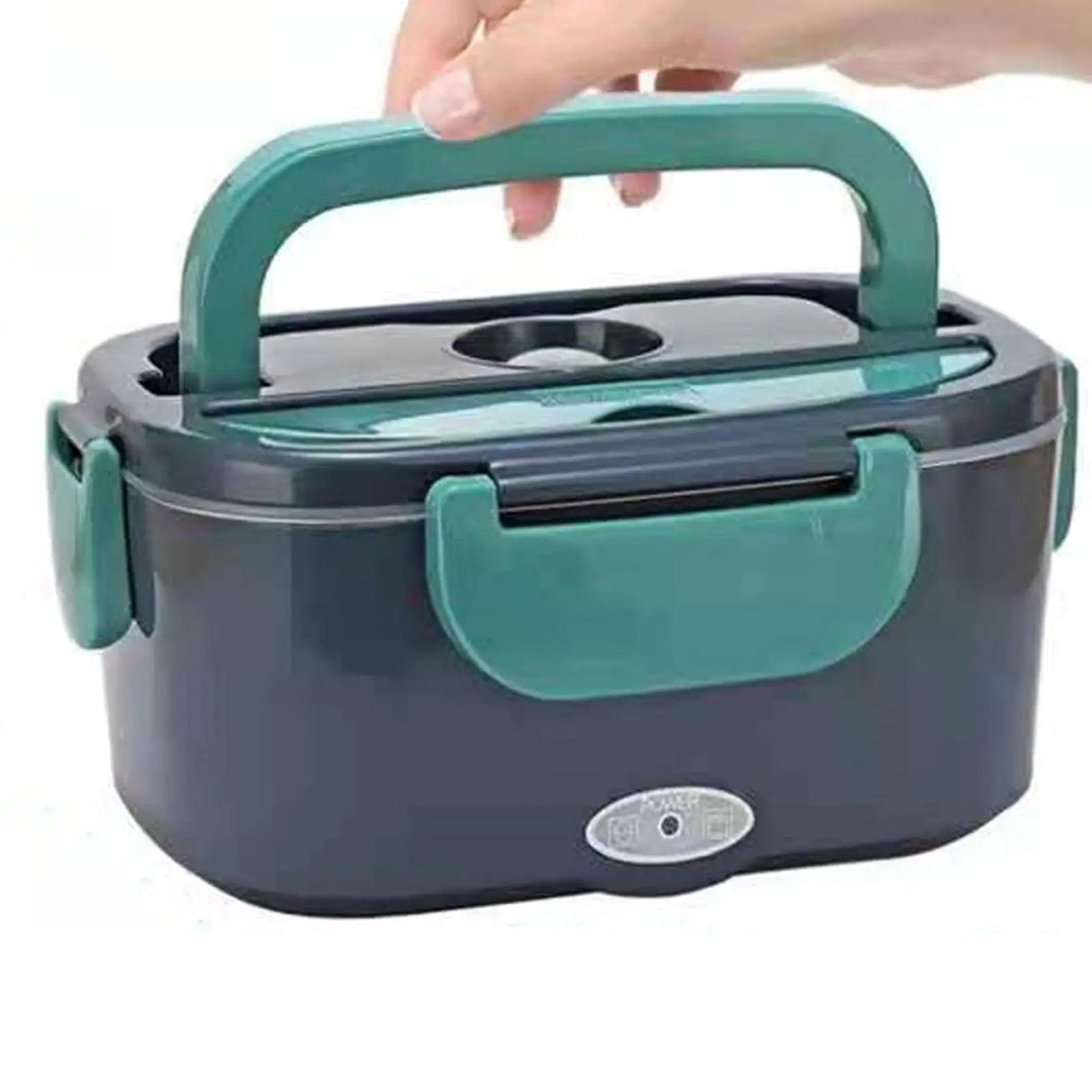 

2 in 1 Electric Lunch Box with Spoon and Fork Stainless Steel Bento Box for Home
