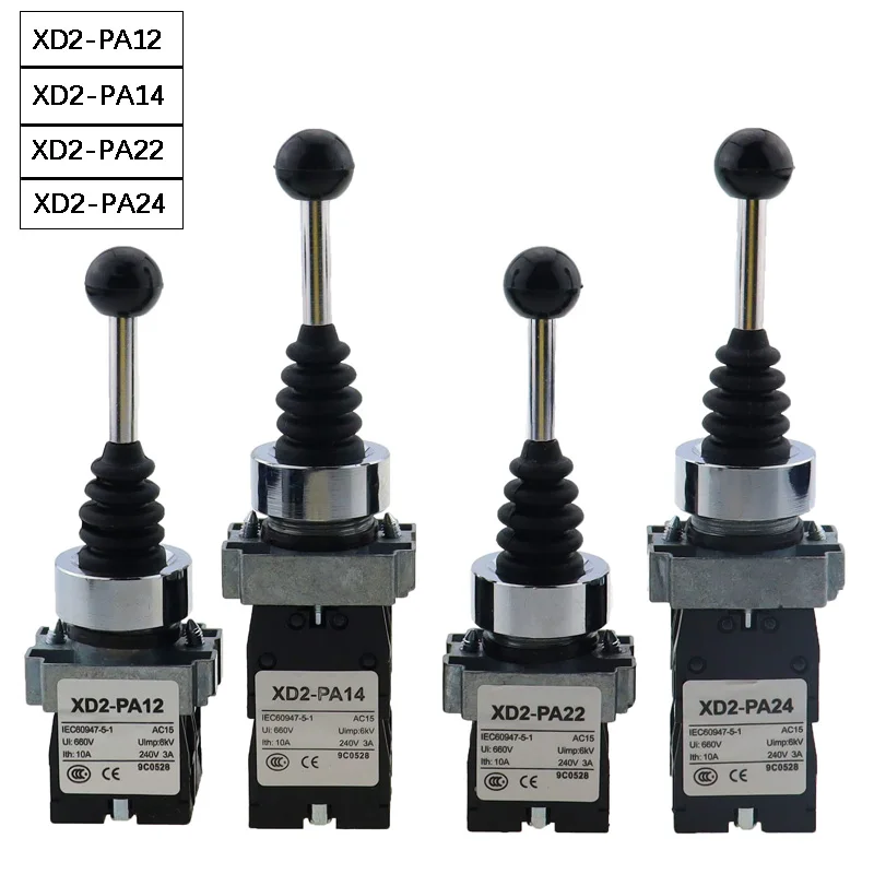 

2NO 2 Position Latch XD2-PA12 PA14 rocker joystick controller spring return Rotary Cross Switches reset PA22 PA24 4NO 4 Position