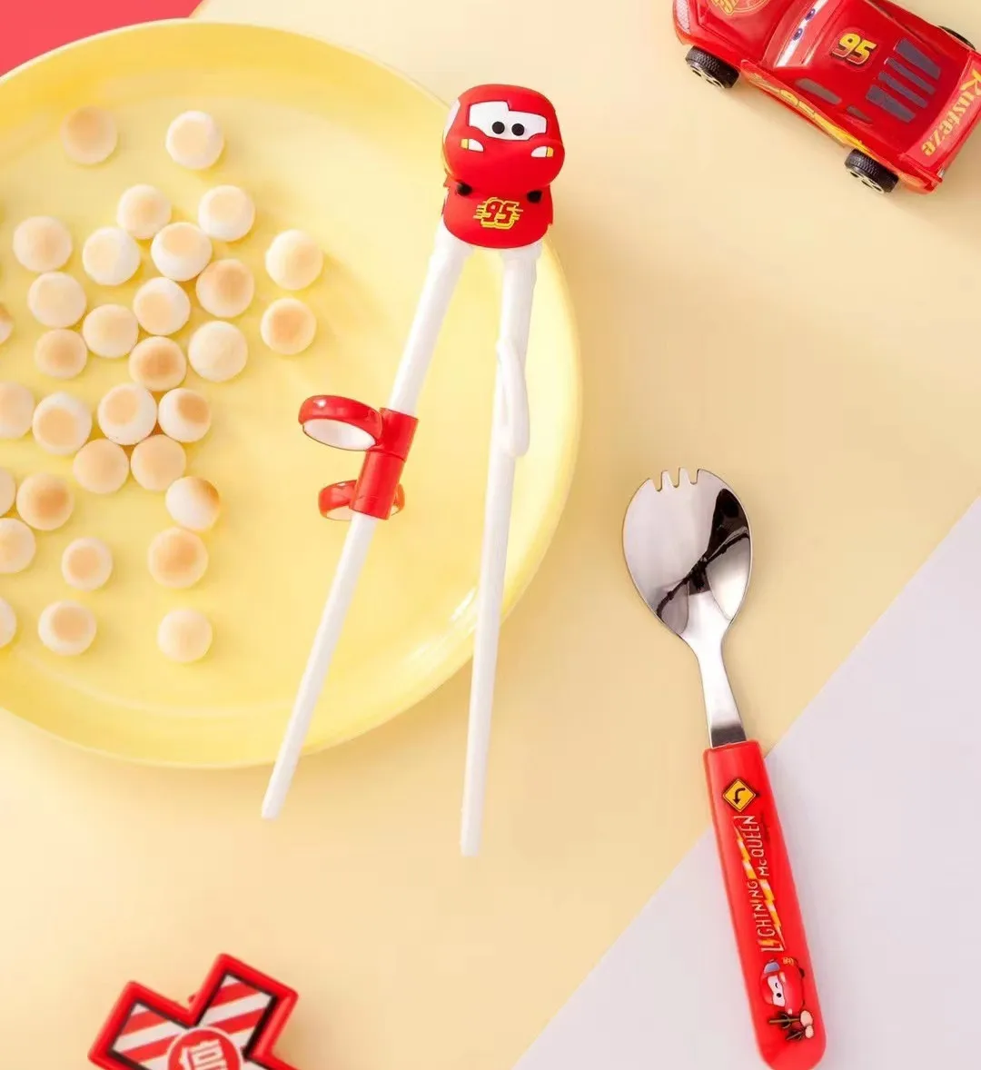 Disney Chopsticks Spoon Set Student Tableware Rice Spoon 3D Minnie Mickey Chopsticks Children's Complementary Food Tableware