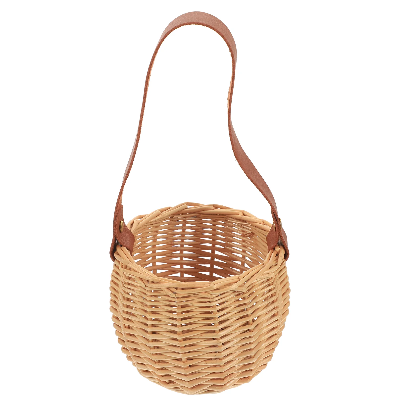 

Basket Flower Woven Home Rustic Small Picnic Wedding Girls Simple Storage Children Handheld Rattan Pedal Decorative