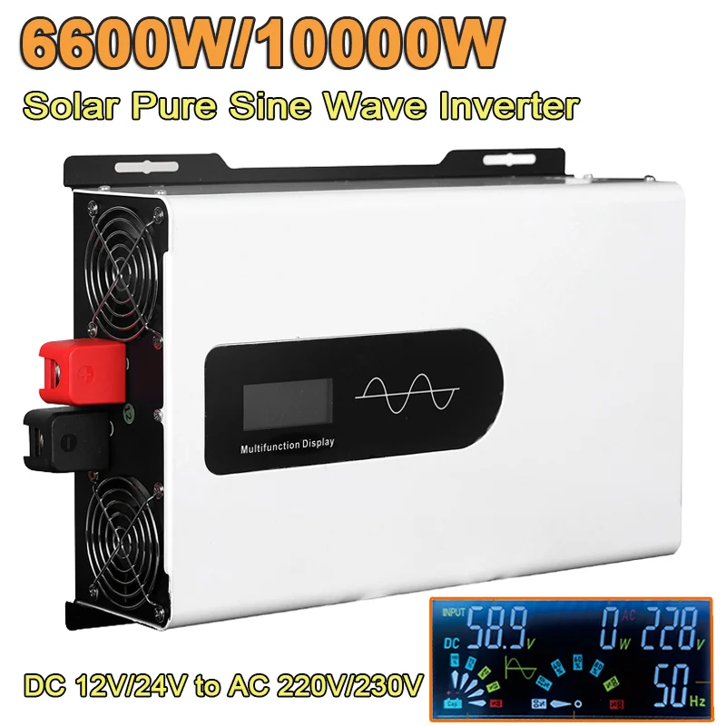 

6600W 10000W Pure Sine Wave Inverter 12V 220V Solar Power Inverter DC 12V 24V To AC 220V 230V Charger Voltage Converter Home Car