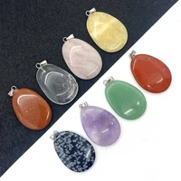1pcs natural stone water drop shape pendant purple crystal red quartz agate charm jewelry diy making necklace accessories