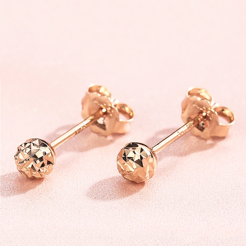 

585 Purple Gold Plated 14K Rose Gold Geometric Shiny Earrings for Women Glamour Simple Sweet Ear Studs Party Wedding Jewelry