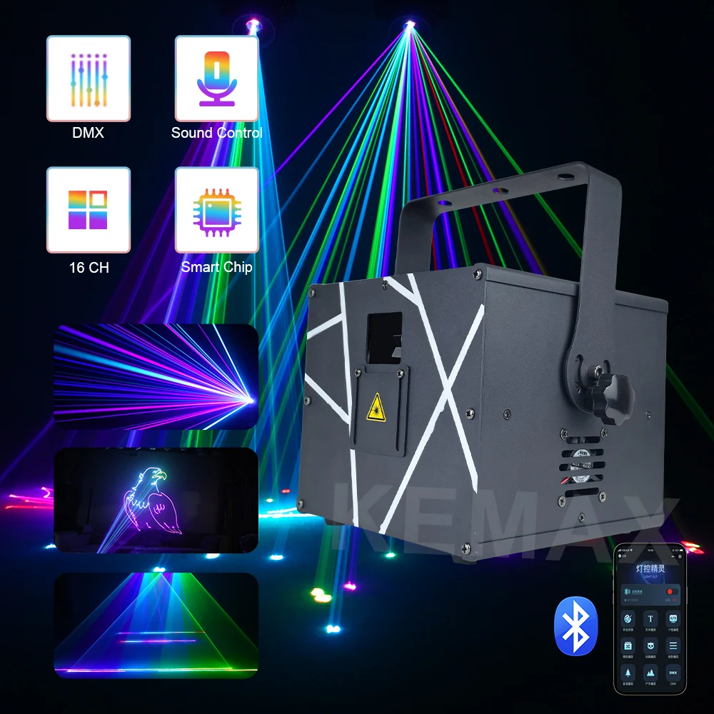 Полноцветный 3W 4W 5W лазерный свет Bluetooth APP Control Laser Cube Disco Party Light Beam Scanner DMX сценический свет для свадебного клуба