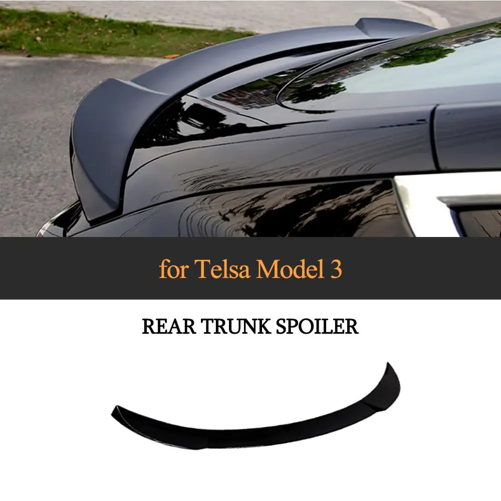 

Carbon Look Rear Spoiler For Tesla Model 3 Sport 2017 - 2019 Rear Trunk Spoiler Boot Lip Wing ABS Glossy Black